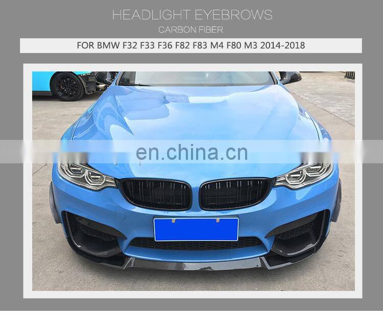 Dry Carbon Fiber M4 Headlight Eyelids for BMW F32 F33 F36 F82 F83 M4 F80 M3 14-19