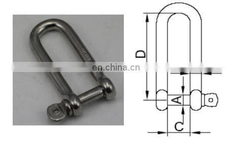 Stainless steel Straight Dee Shackle Long Type for marine and industrial rigging aplications