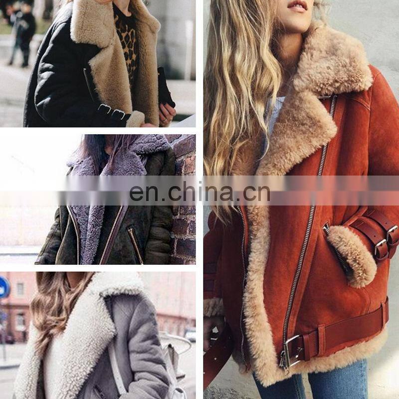 Wholesale custom winter women's fur coat motorcycle deerskin cashmere lapel wool coat woman made fur coat