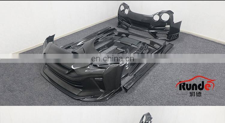 Runde Resin Half or Full Carbon Fiber For 2009-2021 Nissan GTR R35 Top Secret Style Body Kit Front Rear Bumper Lip Fender Hood