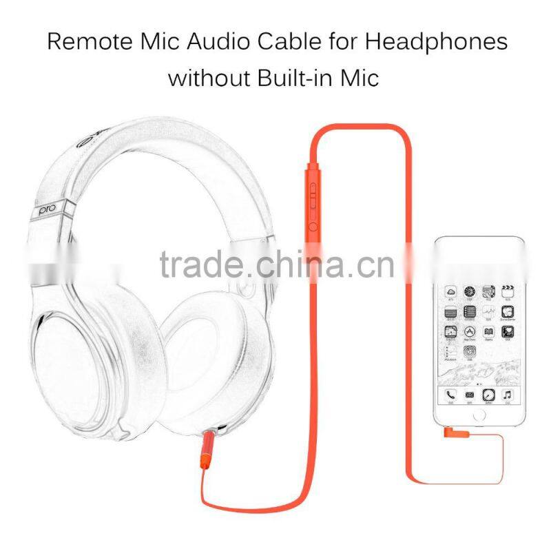 Gold-plated 3.5mm tangle-free high grade audio cable with mic and remote