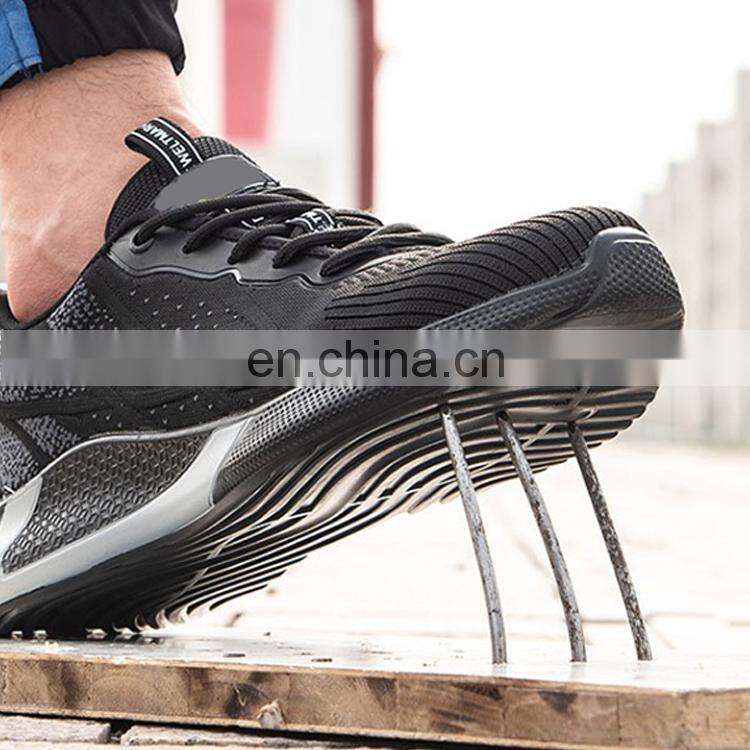 Breathable light weight comfort flying woven zapatos de seguridad de trabajo sneaker shoe safety
