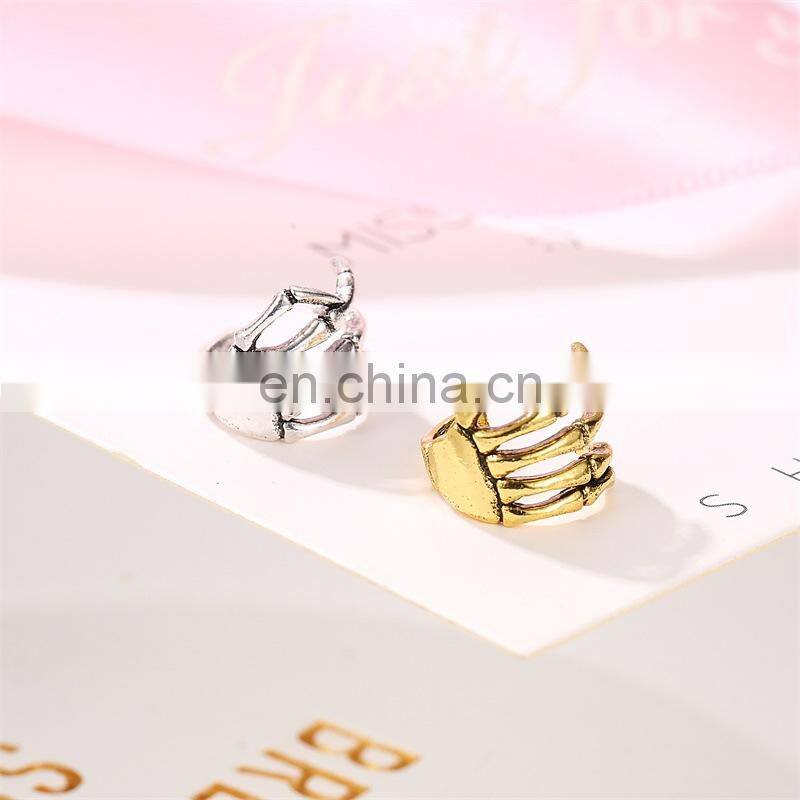 Vintage Antique Ear Cuff Punk Small hand Bone Hollow Charm Clip Earrings