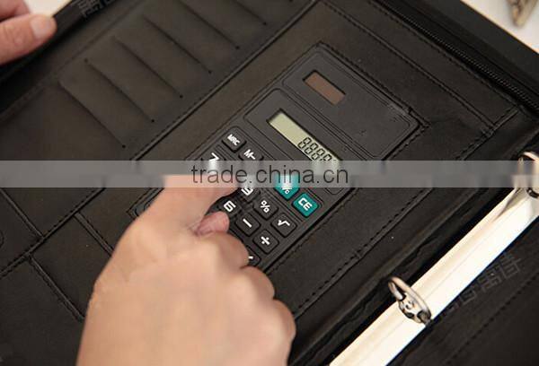 Zipper closing pu leather manager folder