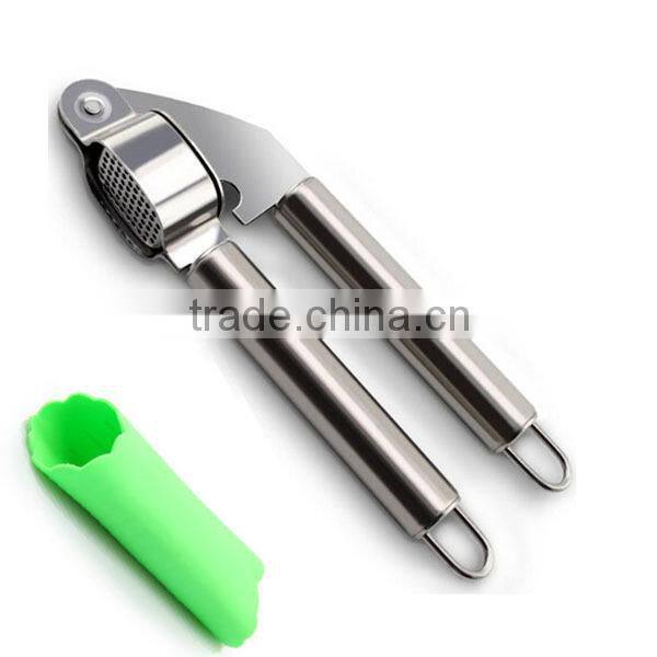 Garlic Crusher Made of Stainless Steel Mince Professional Garlic Press, silicone Crusher with Garlic Peeler