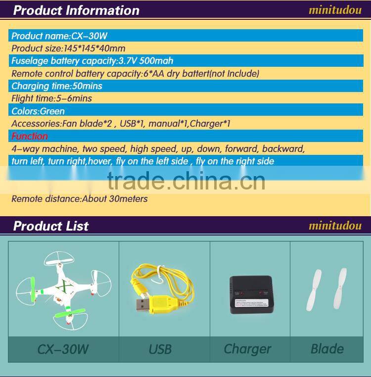 2015 top popular hot sales CX-30W 2.4G 6 Axis Drones phone wifi control