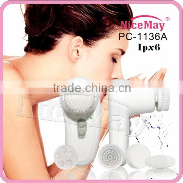 handheld rotary facial brush with 6 heads