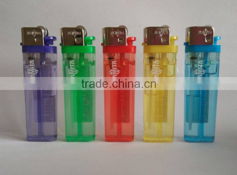 Classic EU plastic flint lighter FH-001 packed in blister card with black and color racket