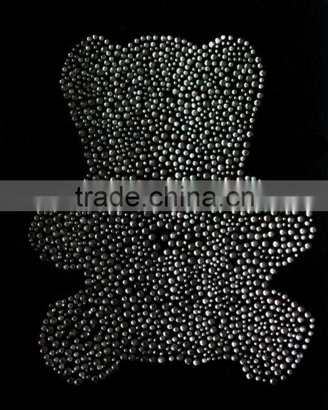Bear shape hot fix rhinestone t-shirt motif from yiwu