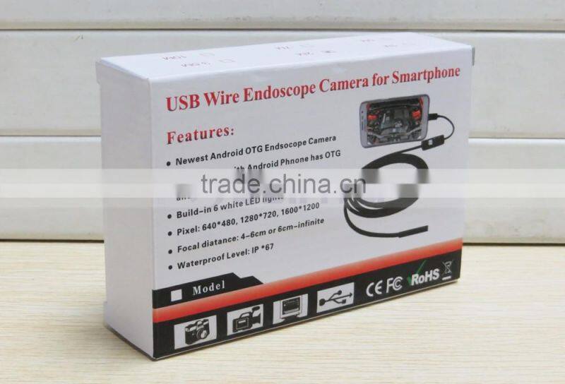 6 White LED 1 Meter to 5 Meter Micro USB Android Phone Rigid Endoscope