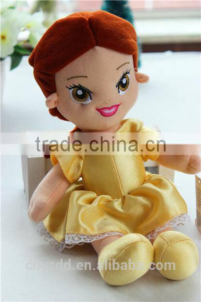 Fabric Rag Doll in Yellow Skirt/ Plush Rag Doll 12"