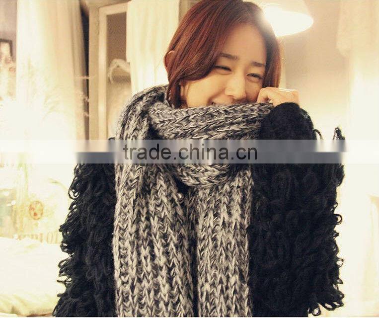 Fashion Gray Color Mohair Winter Lady Knit Scarf