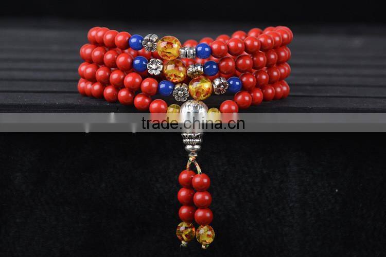6mm 108 beads bracelets cinnabar red bracelet mala necklace