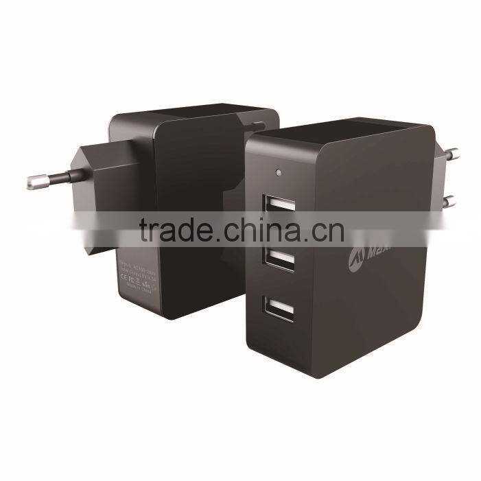 High Quality3 Port USB Rapid Wall Charger home charger with EU/US/AU/KC Plug