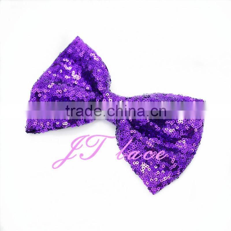 Wholesale shiny hair bow- sparkle bow- denim hair bow