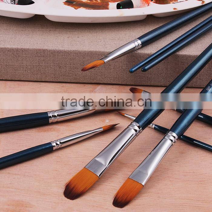 High Grade Wood Handle Filbert Bristle Artist Paint Brush Set Handle