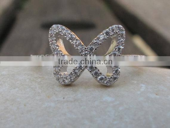 Butterfly Silver Crystal Rings Gemstone Rings Fashion Rings