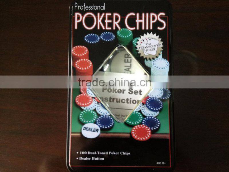 Poker Chips in tin box /Window Box/ Aluminum box