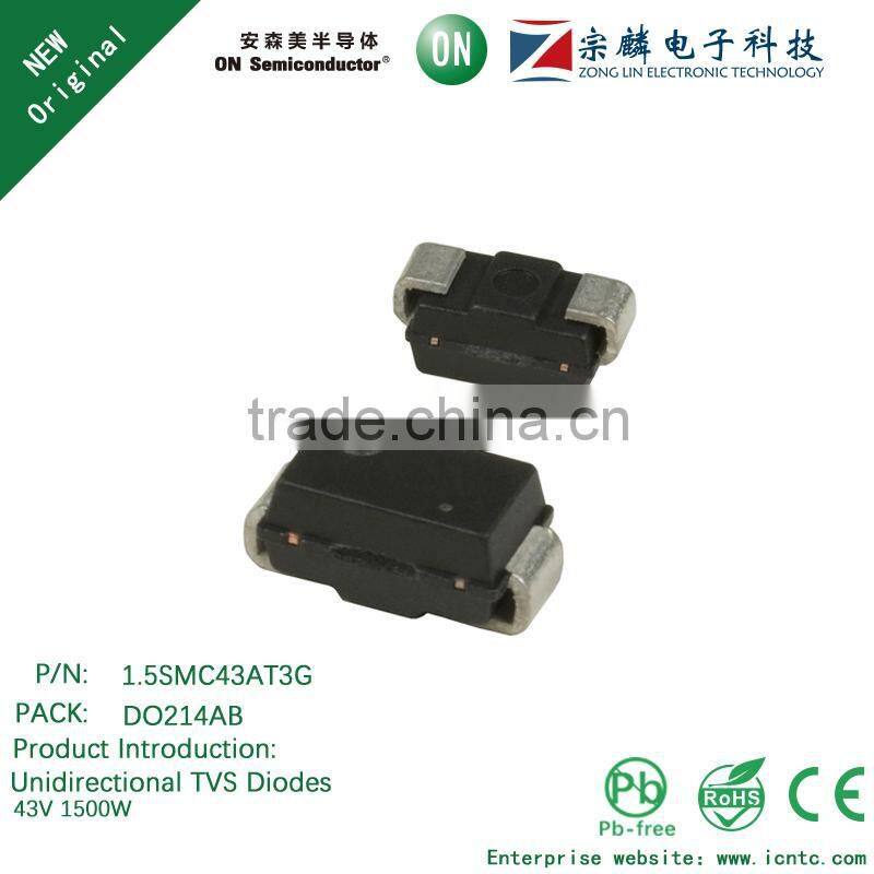 Genuine original 1.5SMC43AT3G DO214AB Unidirectional TVS Diodes 43V 1500W