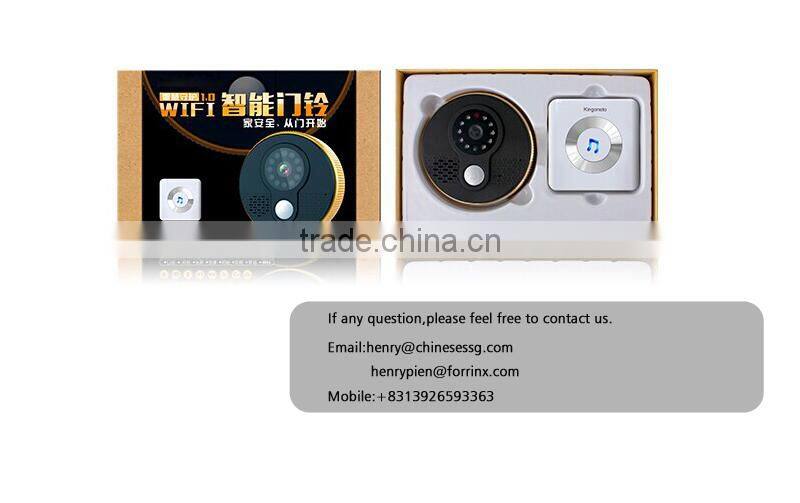Support wireless indoor doorbell 720P WIFI doorbell camera with night vision and Free Smartphone APP