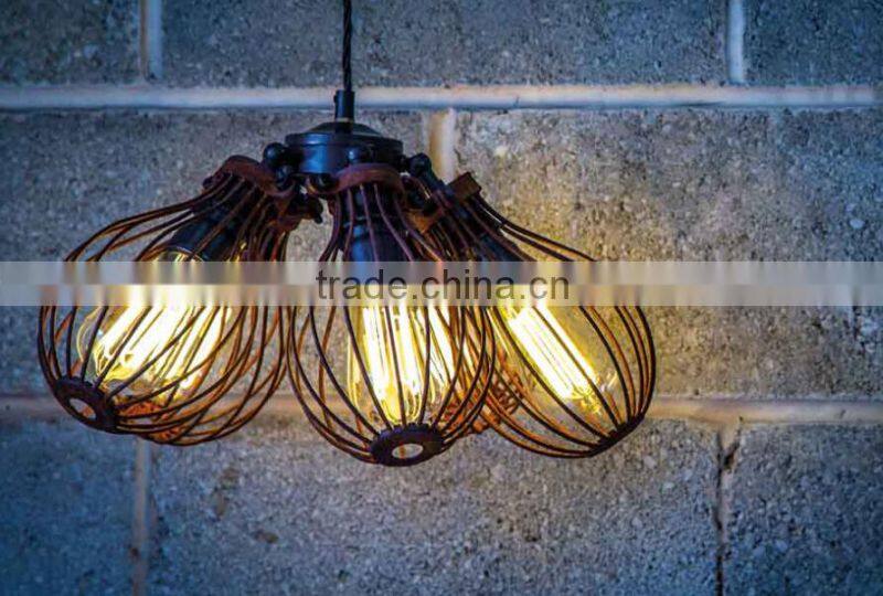 Steampunk | Rusted Pendant | Five Cage Lights | Industrial Style Chandelier Lighting