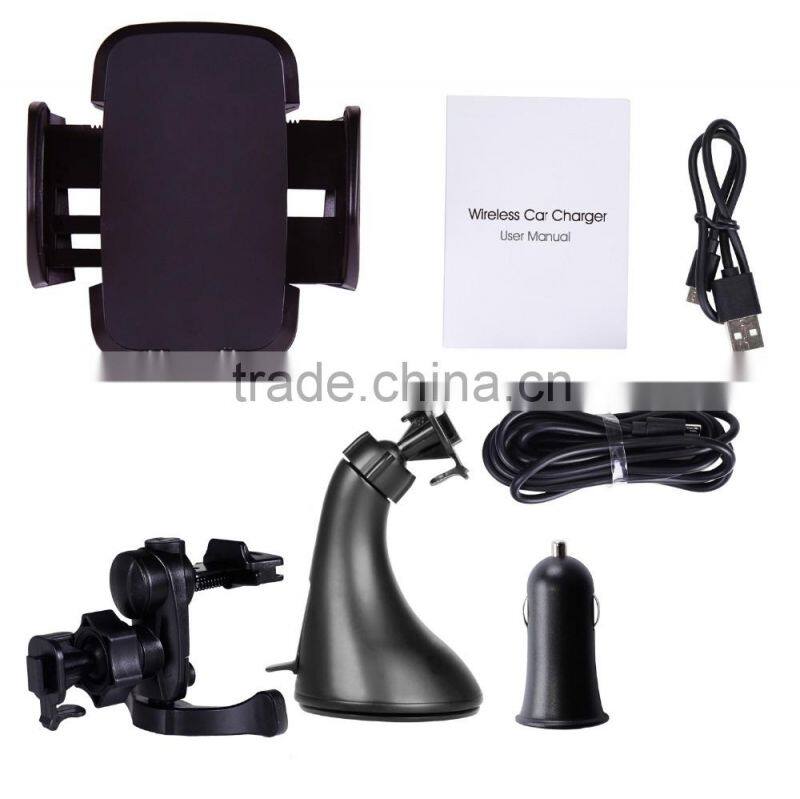 Detachable Car Mount Dashboard Holder with 3-Coils Wireless Charger Function