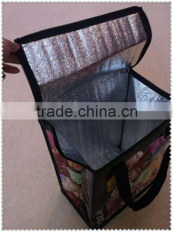 non woven with laminated printing ice-cream cooler bag
