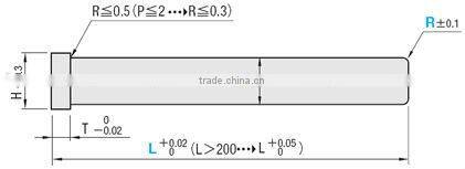 Straight Center Pins With Tip Processed -High Speed Steel SKH51/Shaft Diameter (P) Designation (0.01mm Increments) Type-