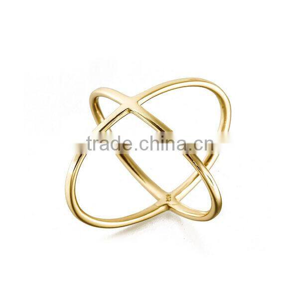 Top selling double X 925 sterling silver gilded ring