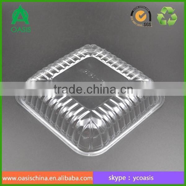 Disposible plastic food PET tray/strawberry/blueberry clamshell tray 16*16 cm