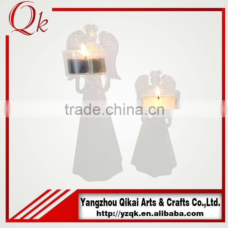 Nice looking glass angels glass crafts with candlestick for festival decoration