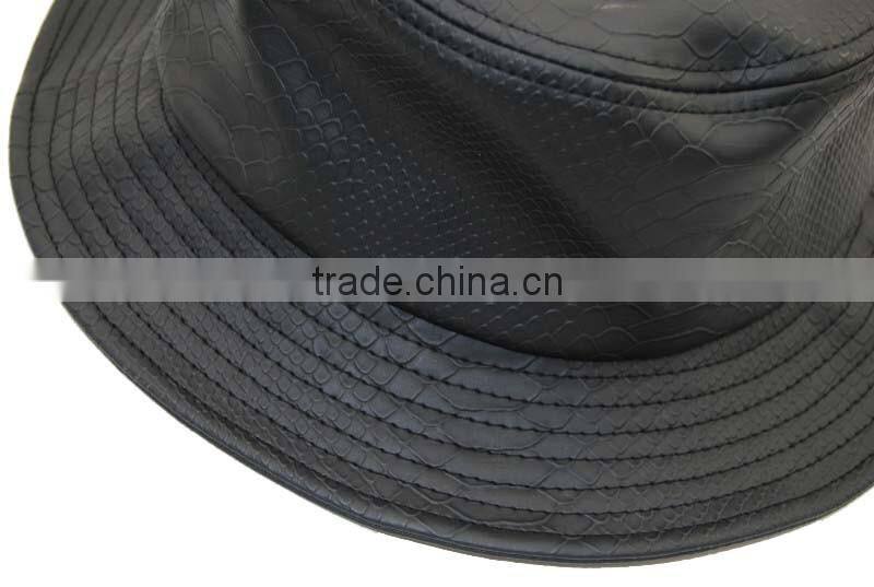 custom black snake leather bucket hat wholesale