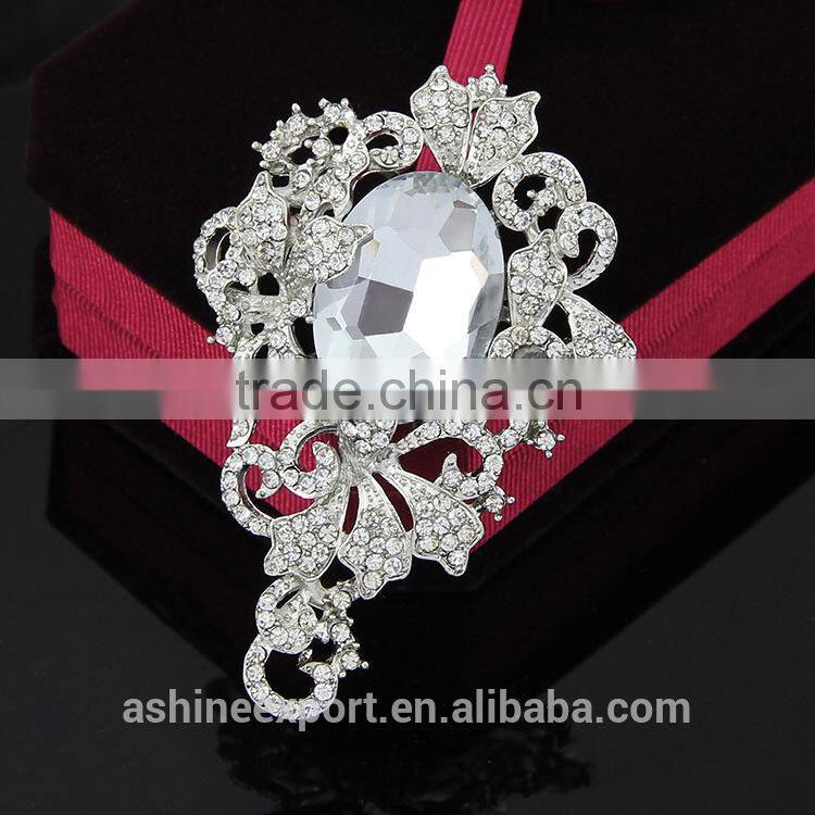Retro elegant bulk crystal rhinestone brooch/handmade crystal rhinestone brooch