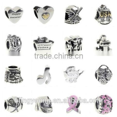 European smooth sterling silver beads diy bracelet