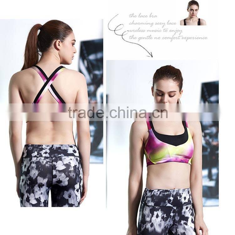 2016 new fashion sport bra quick-drying bra active wear colorful pattern designer sports bra for ladies