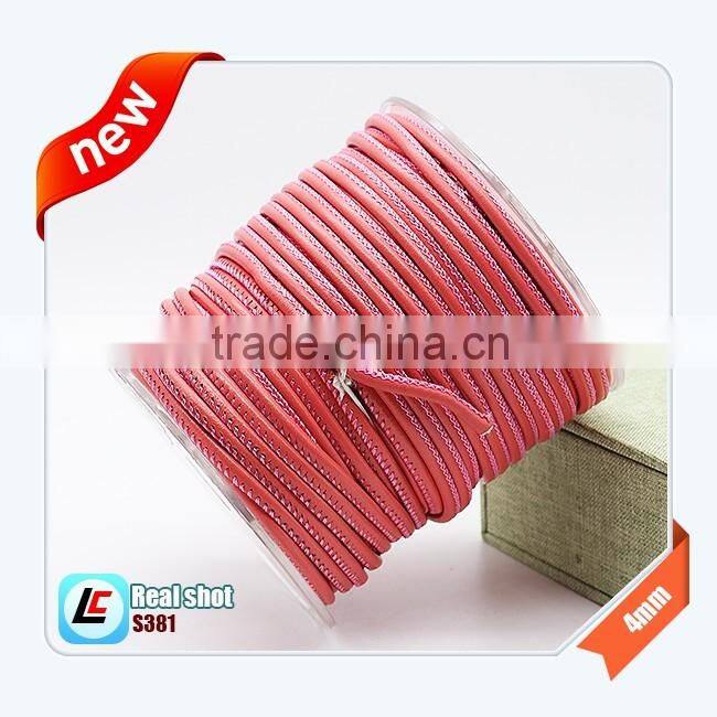 4mm Nappa leather cord sheepskin with external stitching for jewelry findings