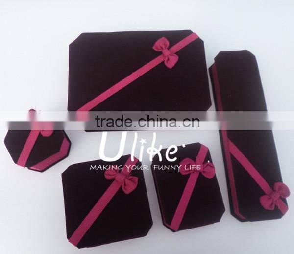 velvet jewelry ring gift box with bowknot velvet necklace gift boxes