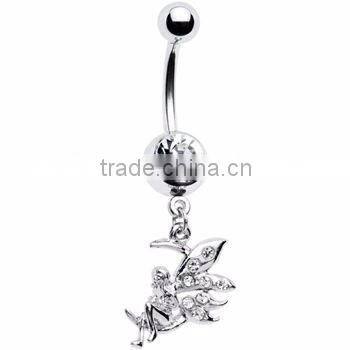 Clear Gem Moon Fairy Belly Button Ring