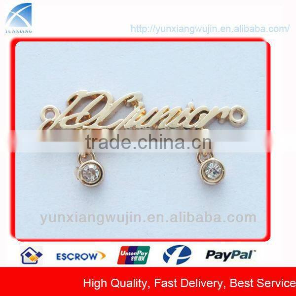 CD8421 Fashion Custom Gold Metal Label with Rhinestone