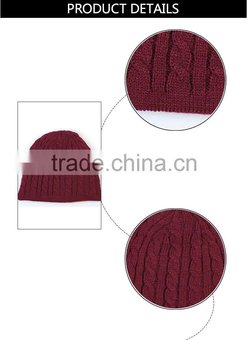Wholesale knitted beanie cheap hat with earflap pattern