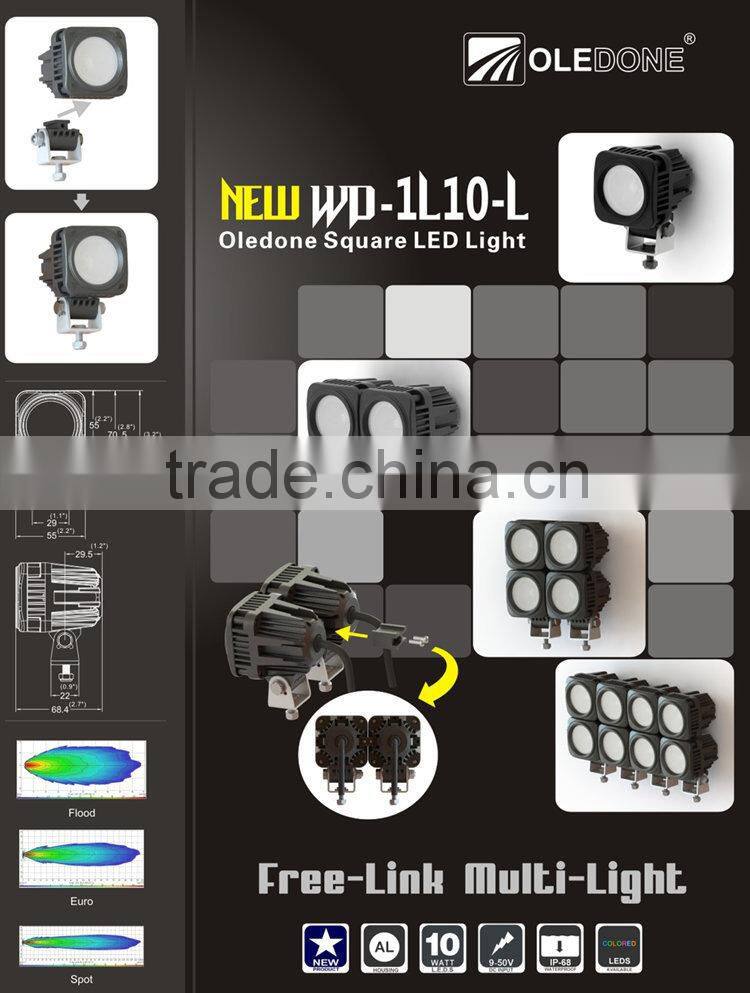 2" inch square 10w led work light for dirt bike