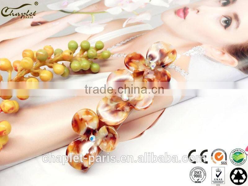 wholesale cellulose acetate flower hair barrettes rhinestone hair clip