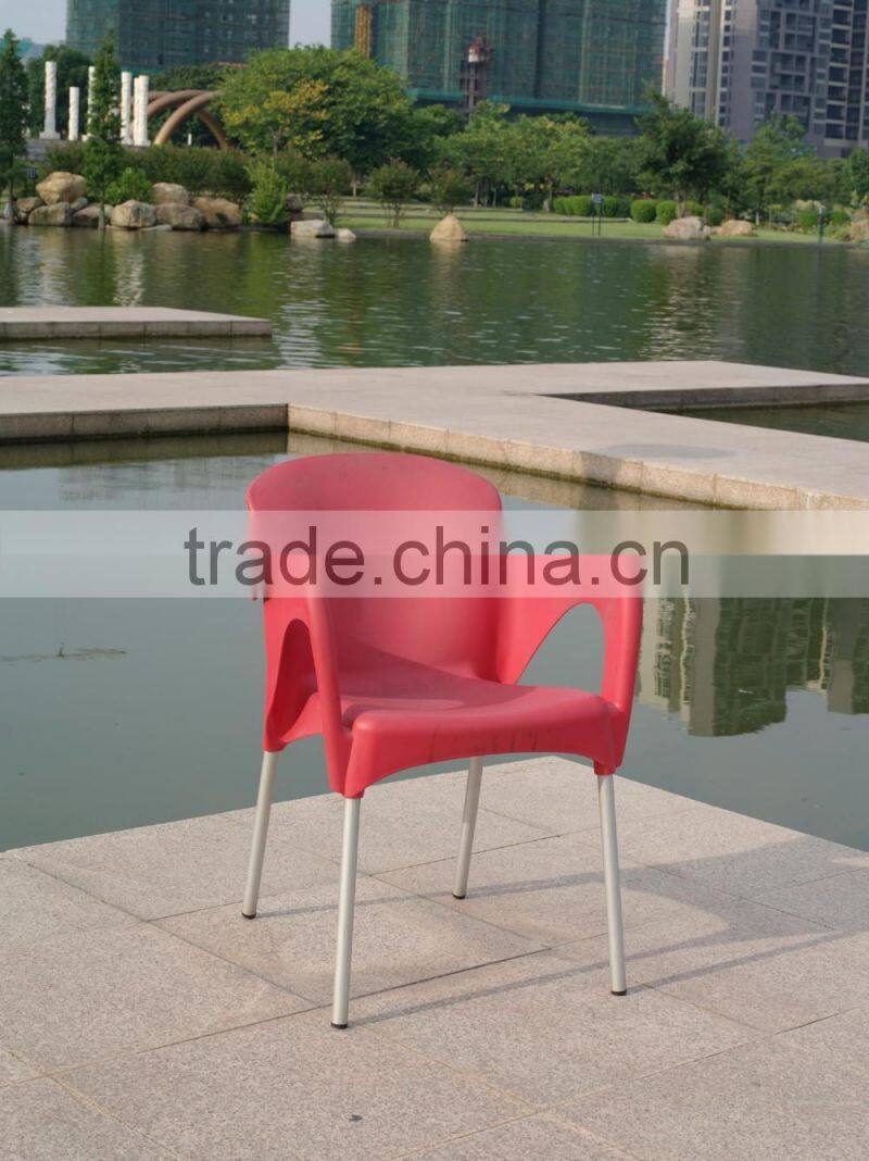 outdoor leisure stackble plastic dining coffee shop chair aluminum chair leg YC081
