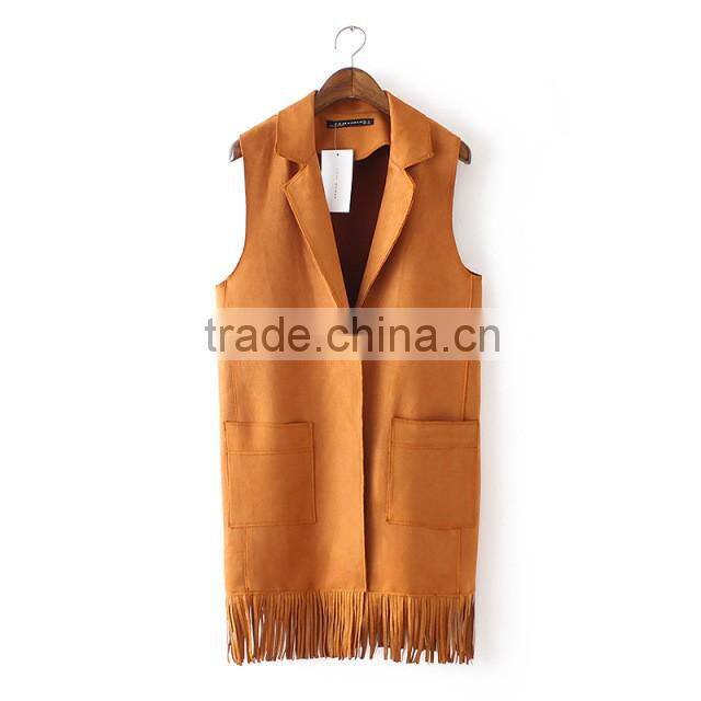 wholesale clothing contemporary fringed faux suede tassel vest