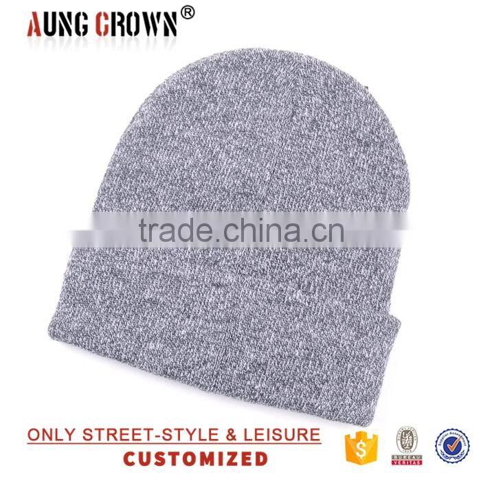 Women Men Gray Fitted Beanie Cap Hat