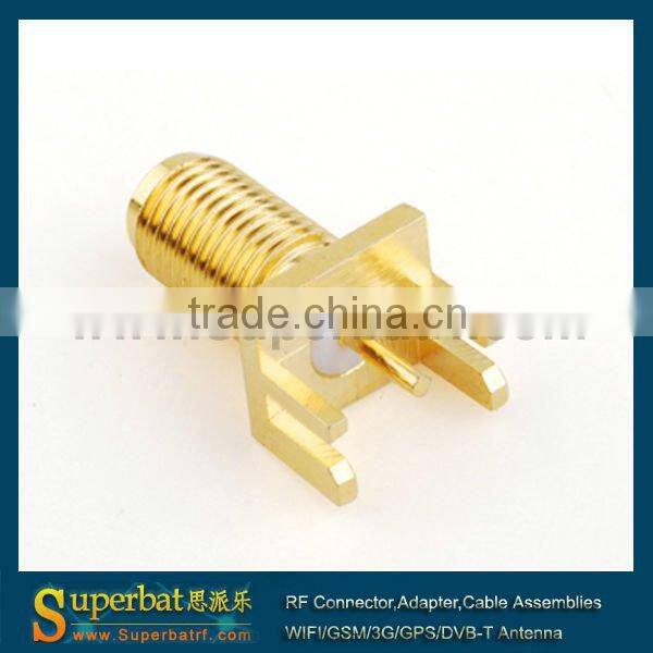 SMA wide flange .062" End Launch PCB Mount SMA female RF connector
