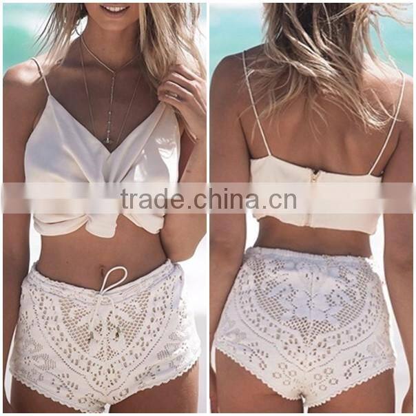 Beige Tie Up Lady Crop Top Online Shopping for Wholesale Clothing