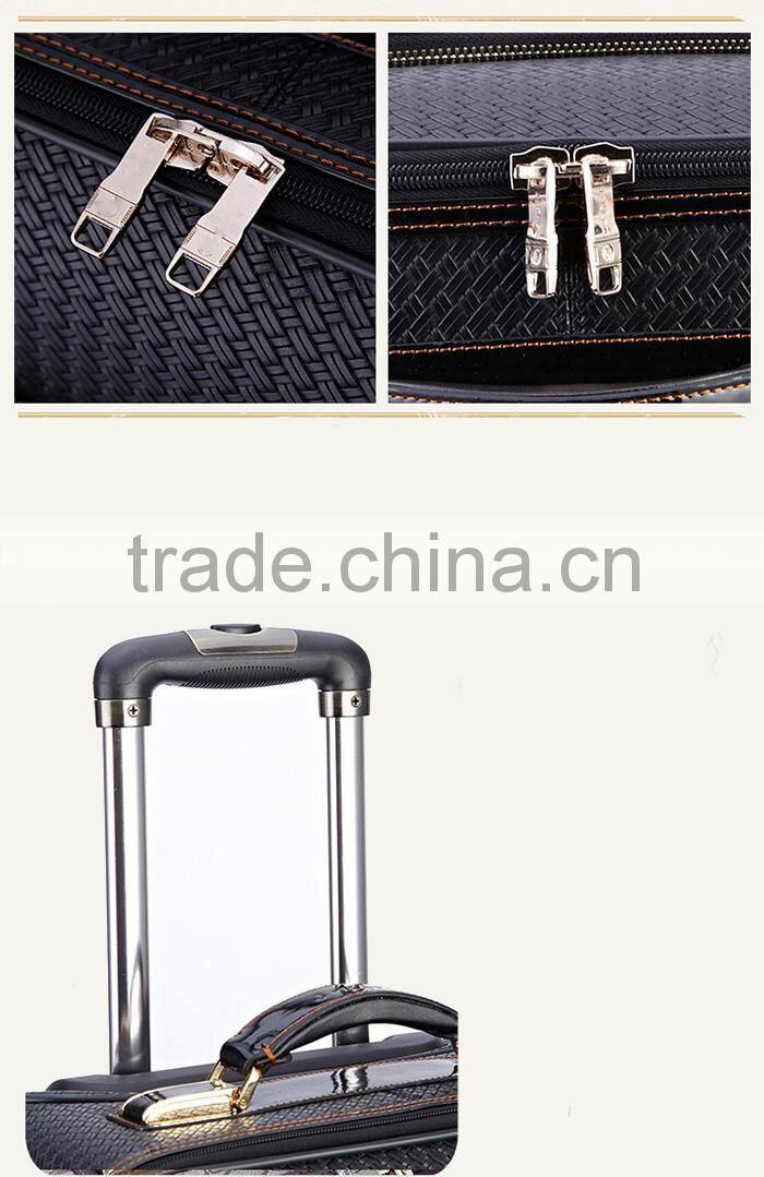 new products faddish design heavy-duty PU leather luggage trolley bag
