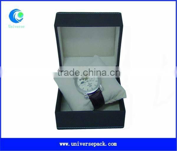 New Snap Fastener Clients Personal Watch Box Black Leather Packing Boxes