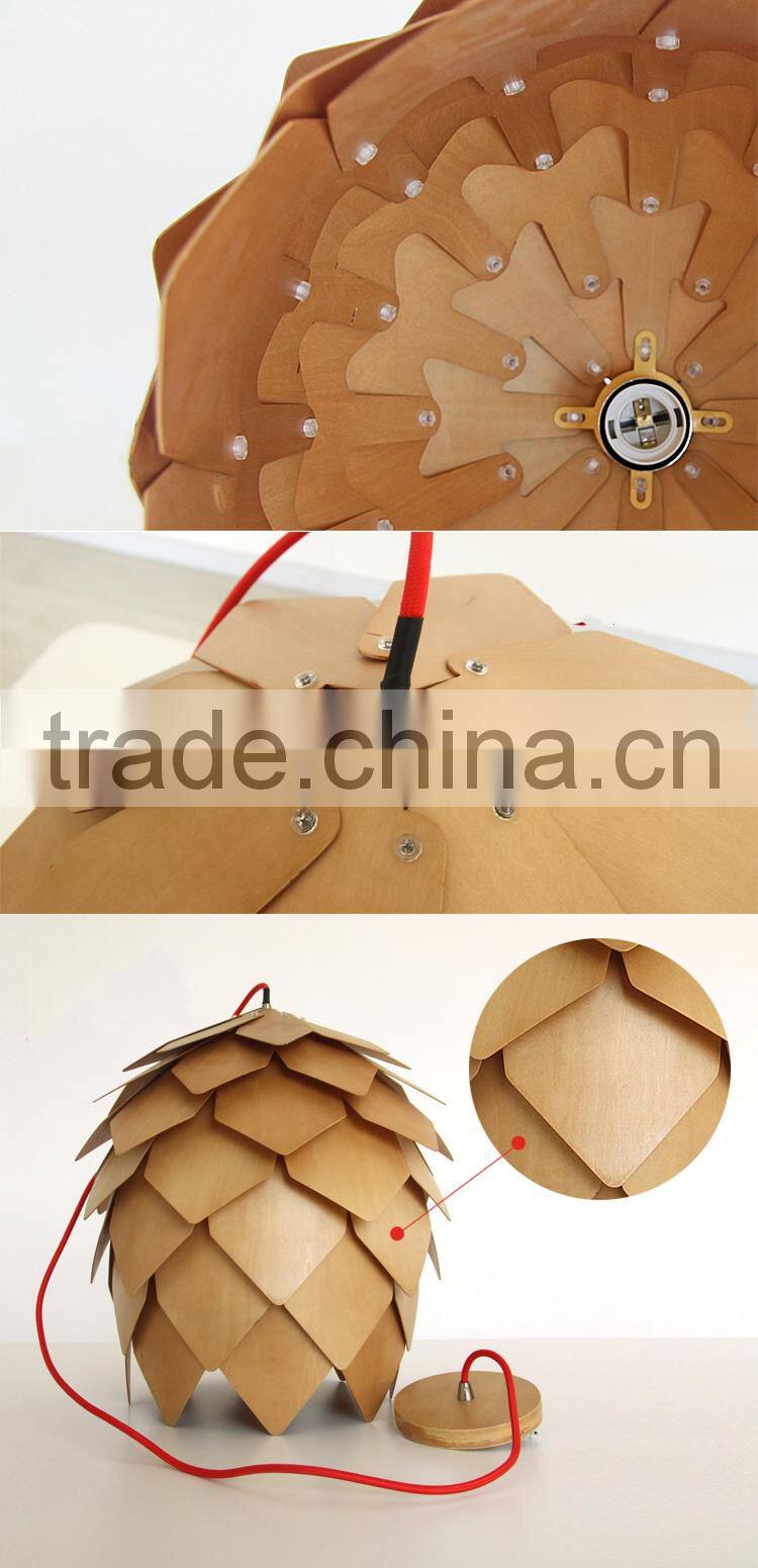 Modern Artichoke Lighting Crimean Pine Cone Wooden Pendant Lamp
